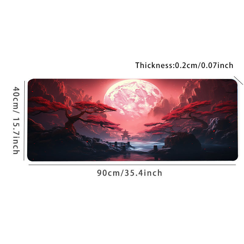 Landscape Red Moon Map Large Mouse Pad Computer HD Keyboard Pad