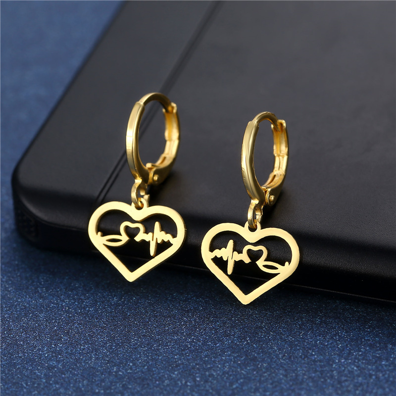 Gold Fluttering Heart Hook Earrings