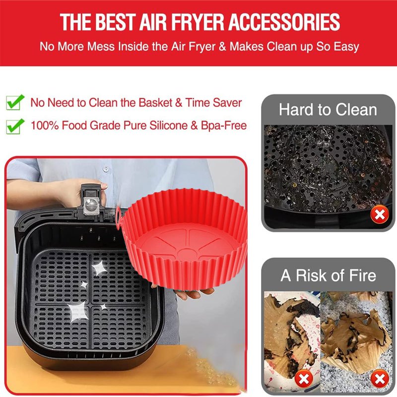 Upgrade Air Fryer Blue Grey Silicone Pans Easy Clean No - Temu