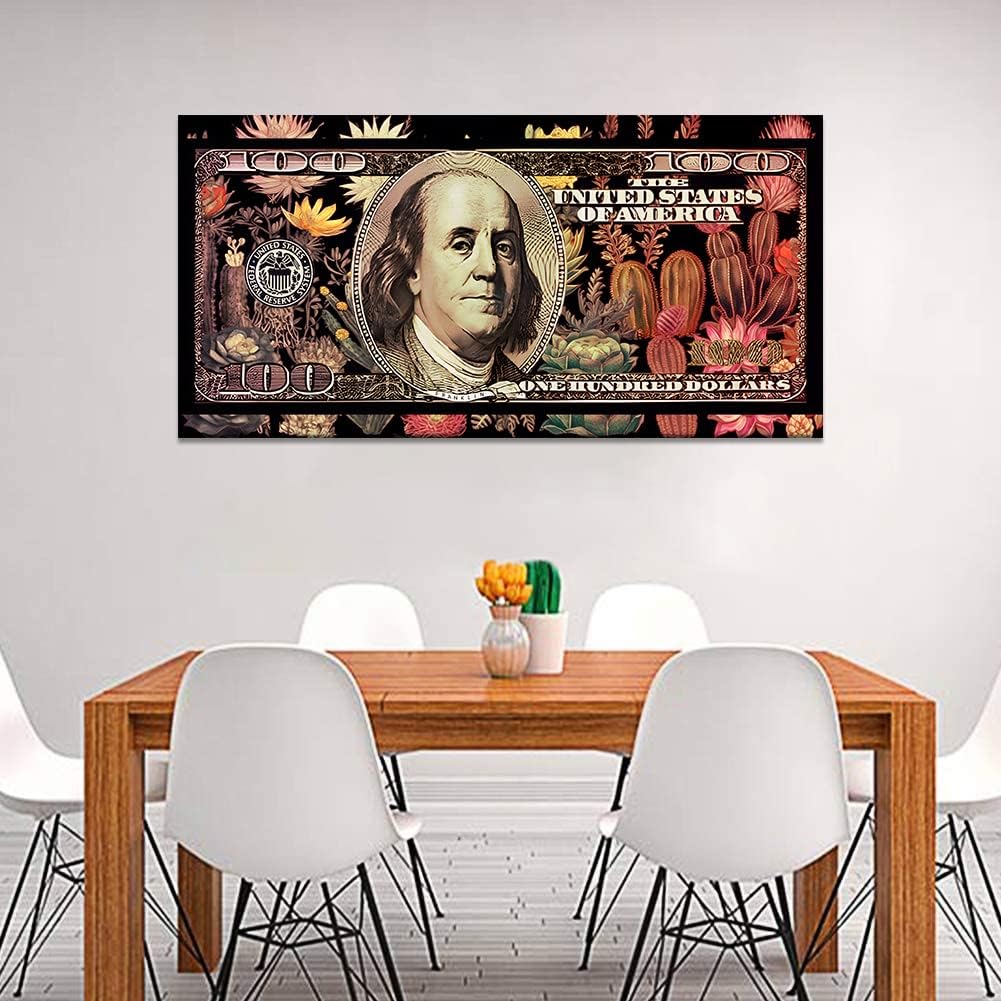 Money Canvas Wall Art Money Poster Abstract Colorful Floral - Temu