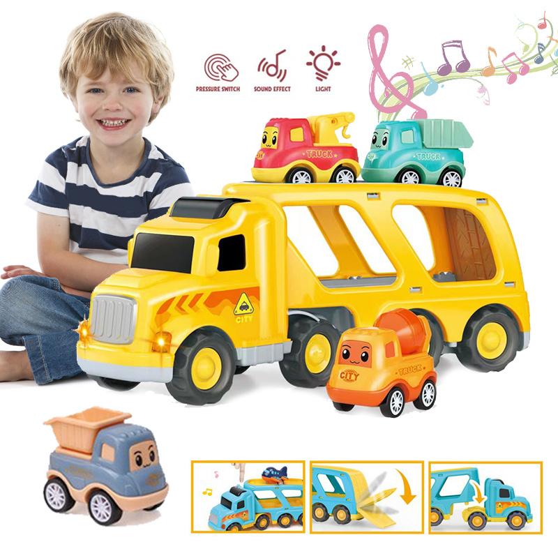 Coche de juguete para niños y niñas: camiones de juguete para niños y niñas  de 2, 3, 4, 5, 6 años | Paquete de juguetes de construcción de vehículos 5