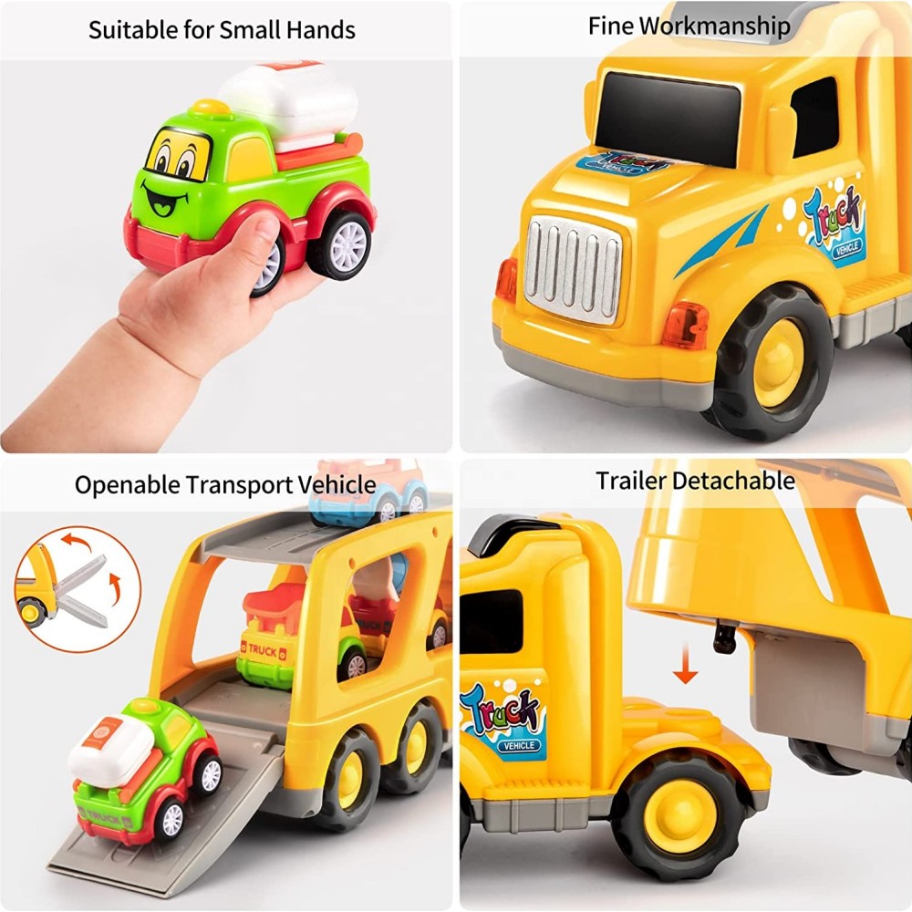 Smoby - Little Set of 3 Vehicles - 1st Age - Cars and Fire Truck -  Transport Box - from 12 Months - 140204 Green