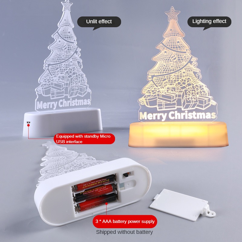 7 Colors Acrylic 3D Night Light Merry Christmas Tree LED Light Decor f –  The 3D Lamp®