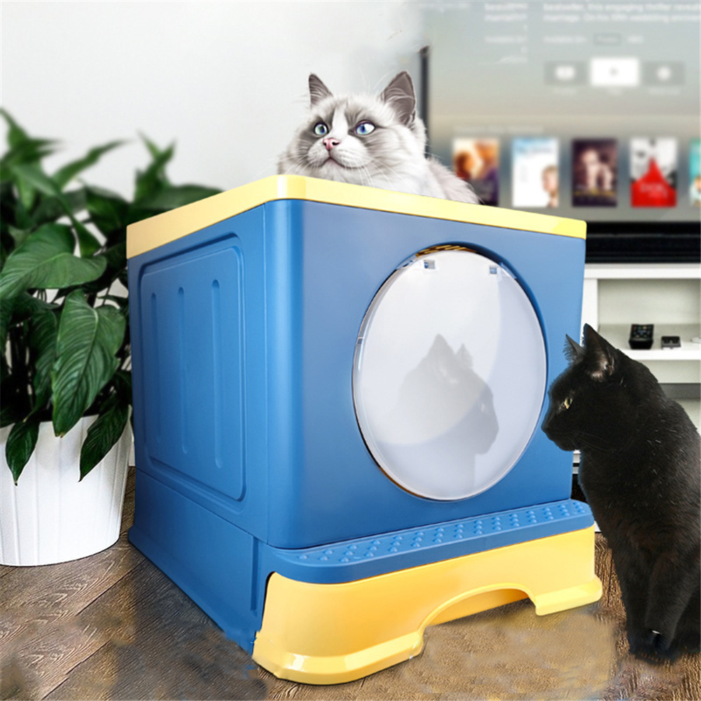 Fully Enclosed Cat Litter Box Front Flap Door Toy Entry - Temu