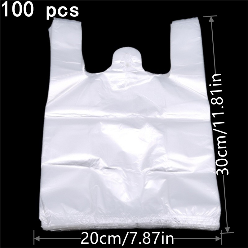 100Pcs Thank You T-shirts Plastic Shopping Bags Grocery Store Small  Business Food Bags With Handles 11.8x19inch Printed In White Purple