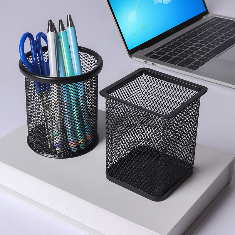

1pc Pencil Holder Office Desk Metal Mesh Square Pen Pot Case Stationery Container Organiser