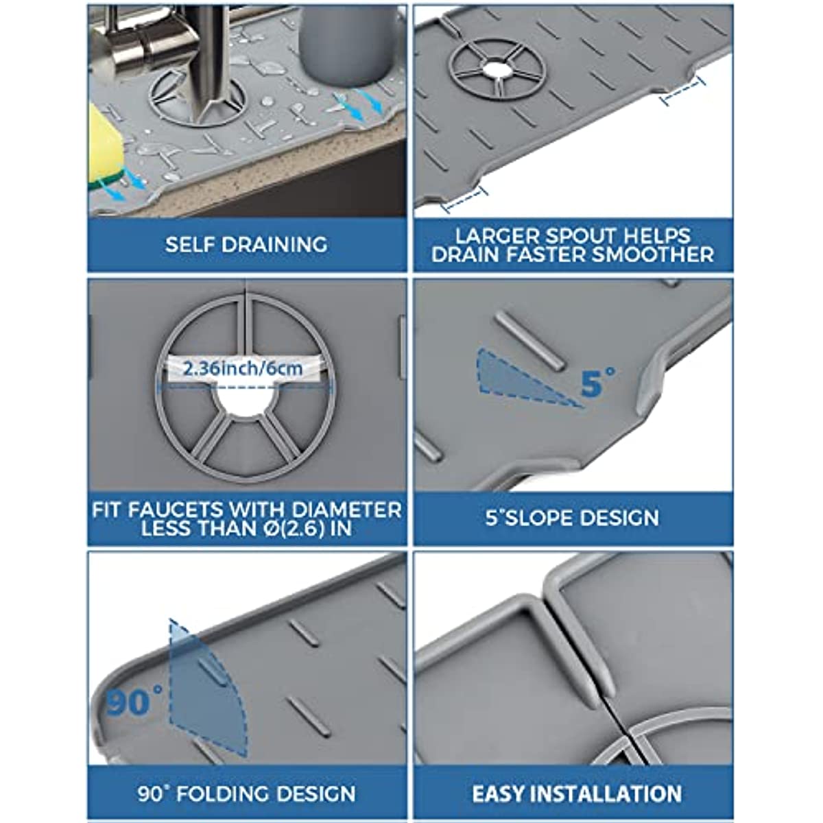 Kitchen Sink Splash Guard with Drain Plug - Silicone Rubber Faucet Mat Drip  Catcher Tray Protects Counters and Sinks - Self-Draining Splash Guard is  Perfect for… in 2023