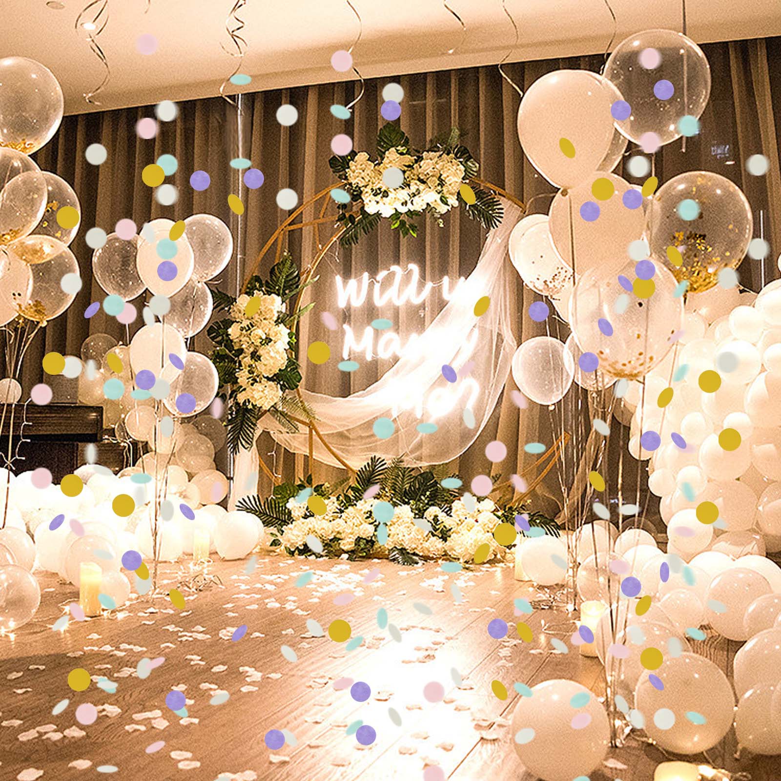 Confettis en Papier,5000 Pcs Multicolore 1 cm Ronde Tissus Gold Violet  clair Table Cercle de Fête,Décoration de Fête d'anniversaire de Mariage :  : Cuisine et Maison