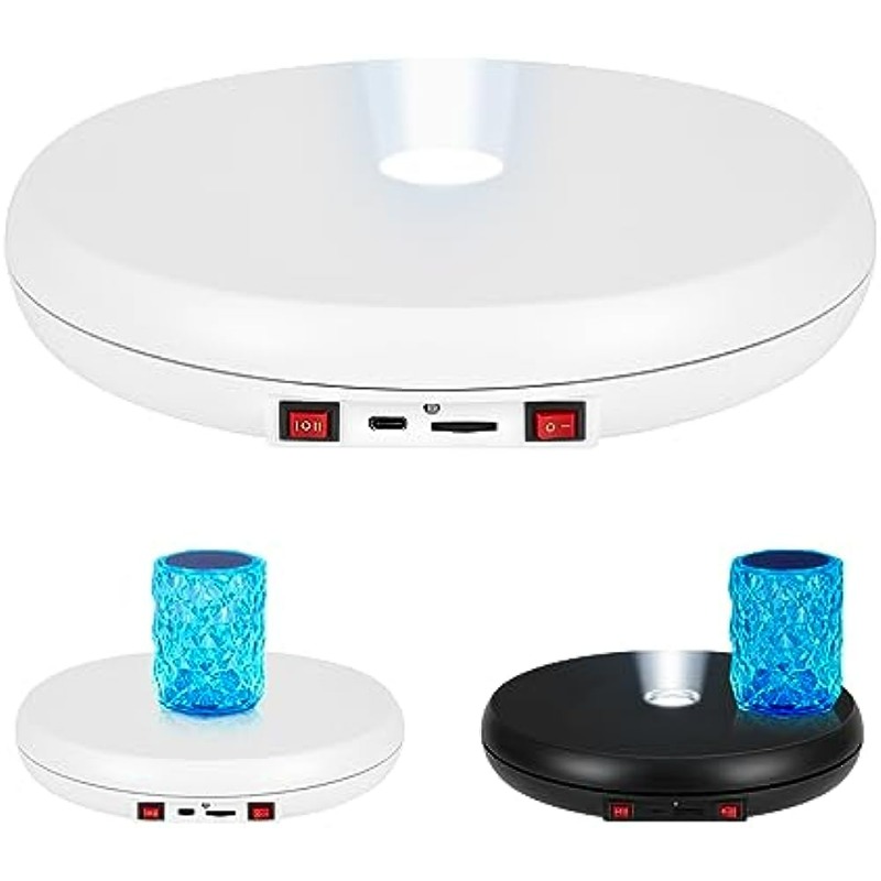 Rotating Display Stand With Led Light Colorful Spinning Base Turner  Platform For