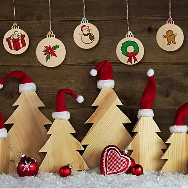 Diy Wooden Christmas Ornaments Predrilled Wood Circles - Temu