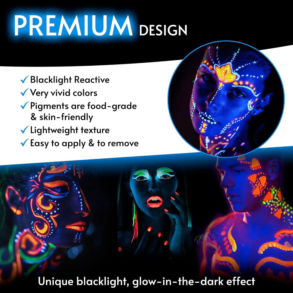  12 Colors Glow in The Dark Face & Body Paint Crayons
