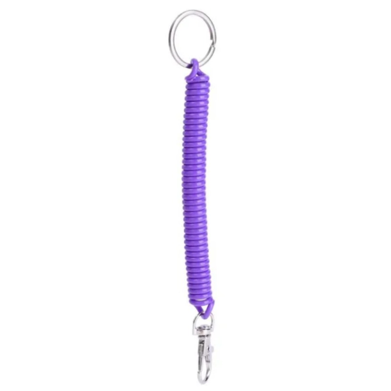Elastic Spiral Spring Coil Strap Rope Lanyard Key Chain Retractable Clip On  Ring