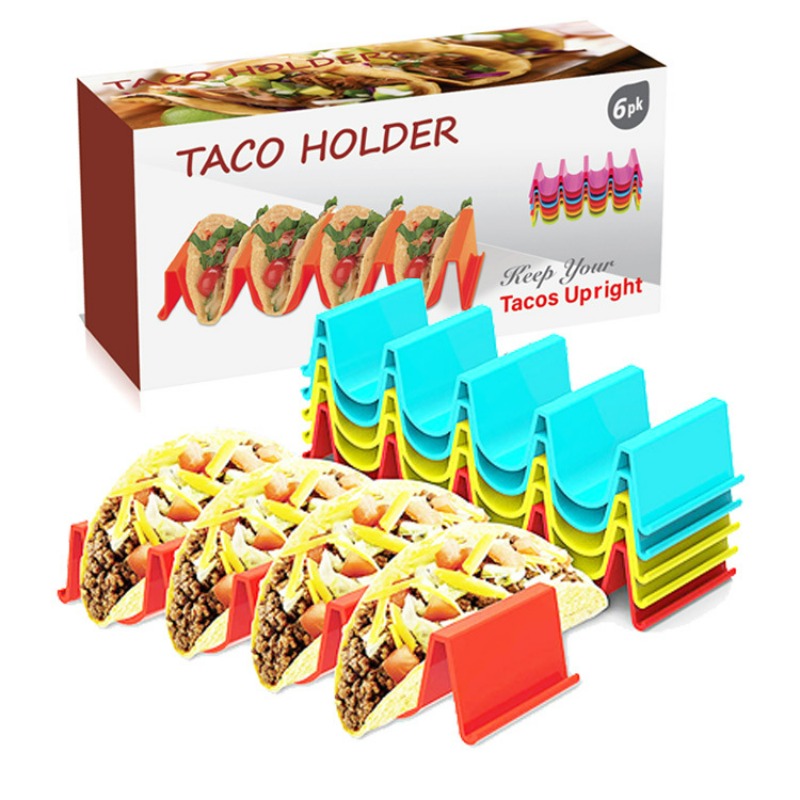 1pc Bamboo Taco Holder, Cake Tray With Handle And Clip, Can Hold 8 Tacos,  Cornbread Rolls Holder, Wooden Tower Cake Tray For Party, Home, Fast Food Sh