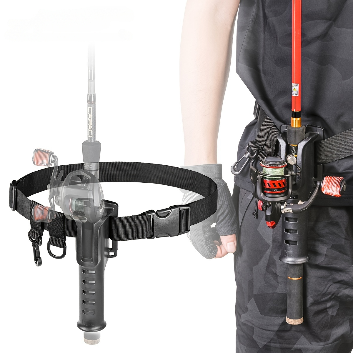 Portable Belt Rod Holder Fishing Gear Tackles Accessories Adjustable Waist  Fishing Rod Holder Fishing Rod Pole Inserter