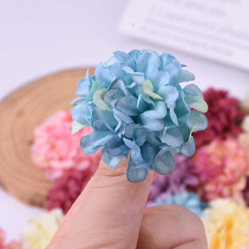  Flores artificiales de hortensias azules, flores de