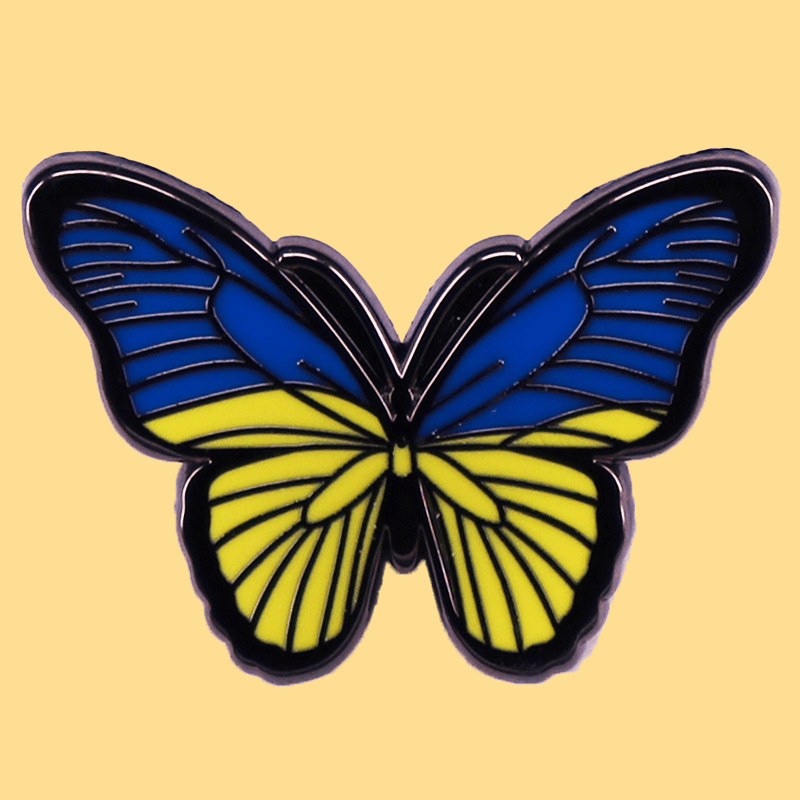 Blue And Yellow Butterfly Brooch Badge Cycling Bag - Temu