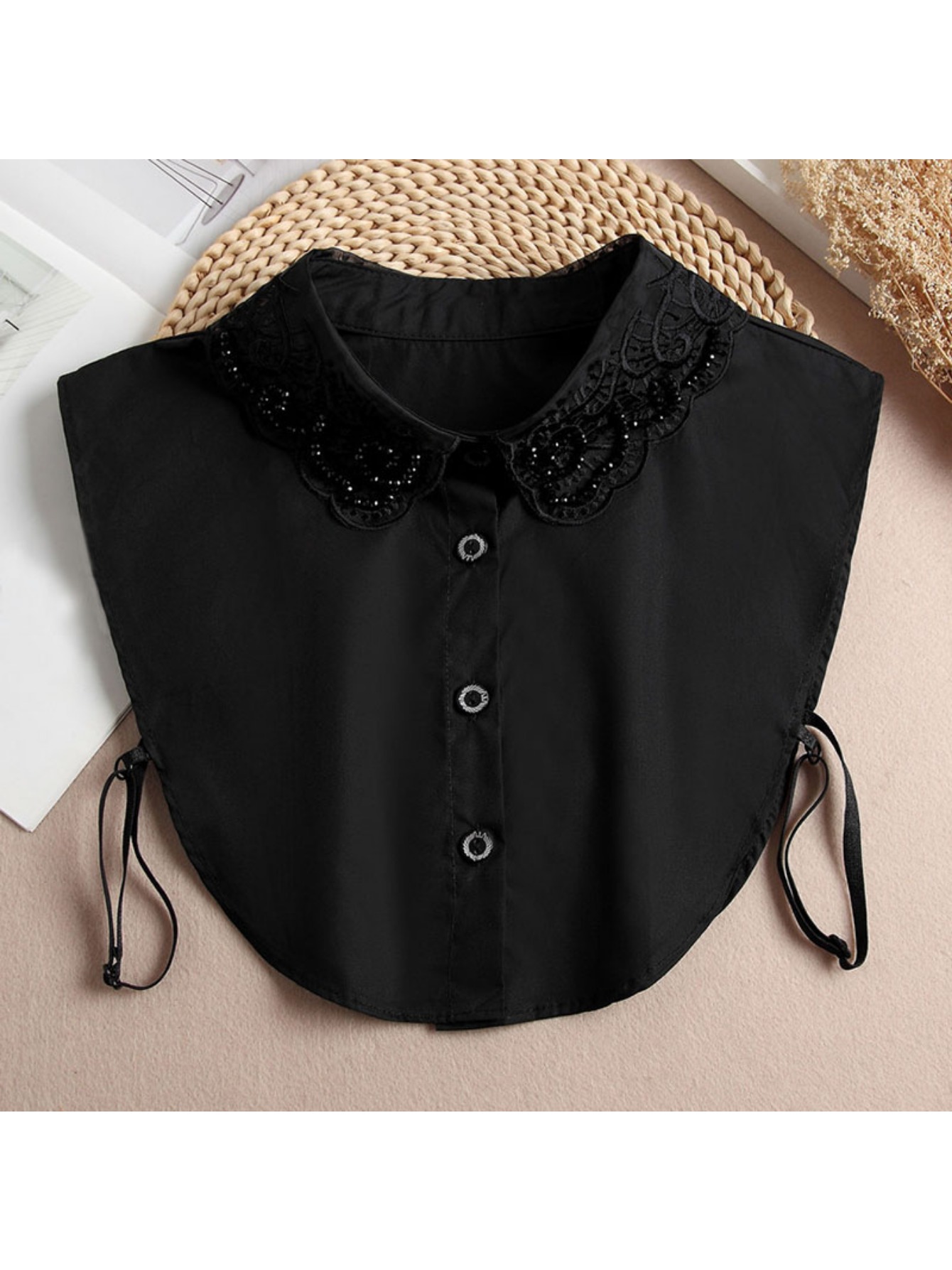 Men Handmade Beaded Half Shirt Collar Lapel Blouse Tops Shirt