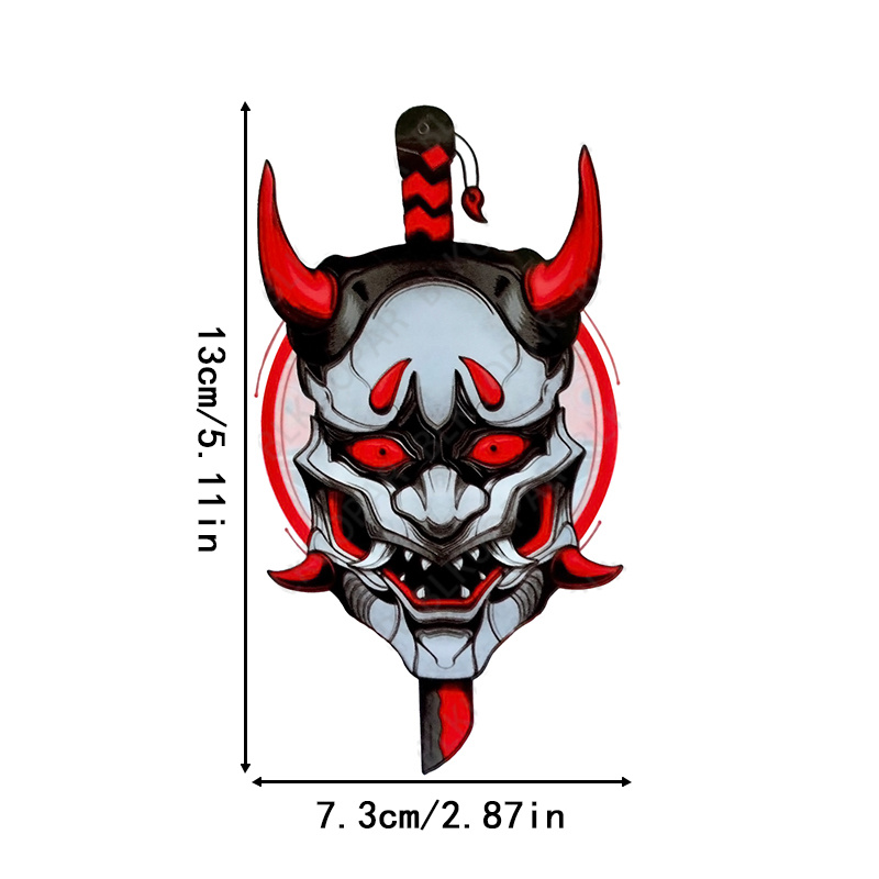 Masque De Samouraï Japonais 12.95cm, Autocollant Créatif Épée Du Diable  Rouge, Caravane, Casque De Camping-car, Protection Solaire, Accessoires De