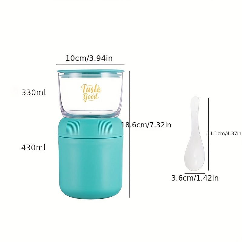 Overnight Oats Container Insulated Yogurt Container With Topping Cereal Or  Oatmeal Cup Yogurt Parfait Cups With Spoon And Lid Double Layer Container -  Temu