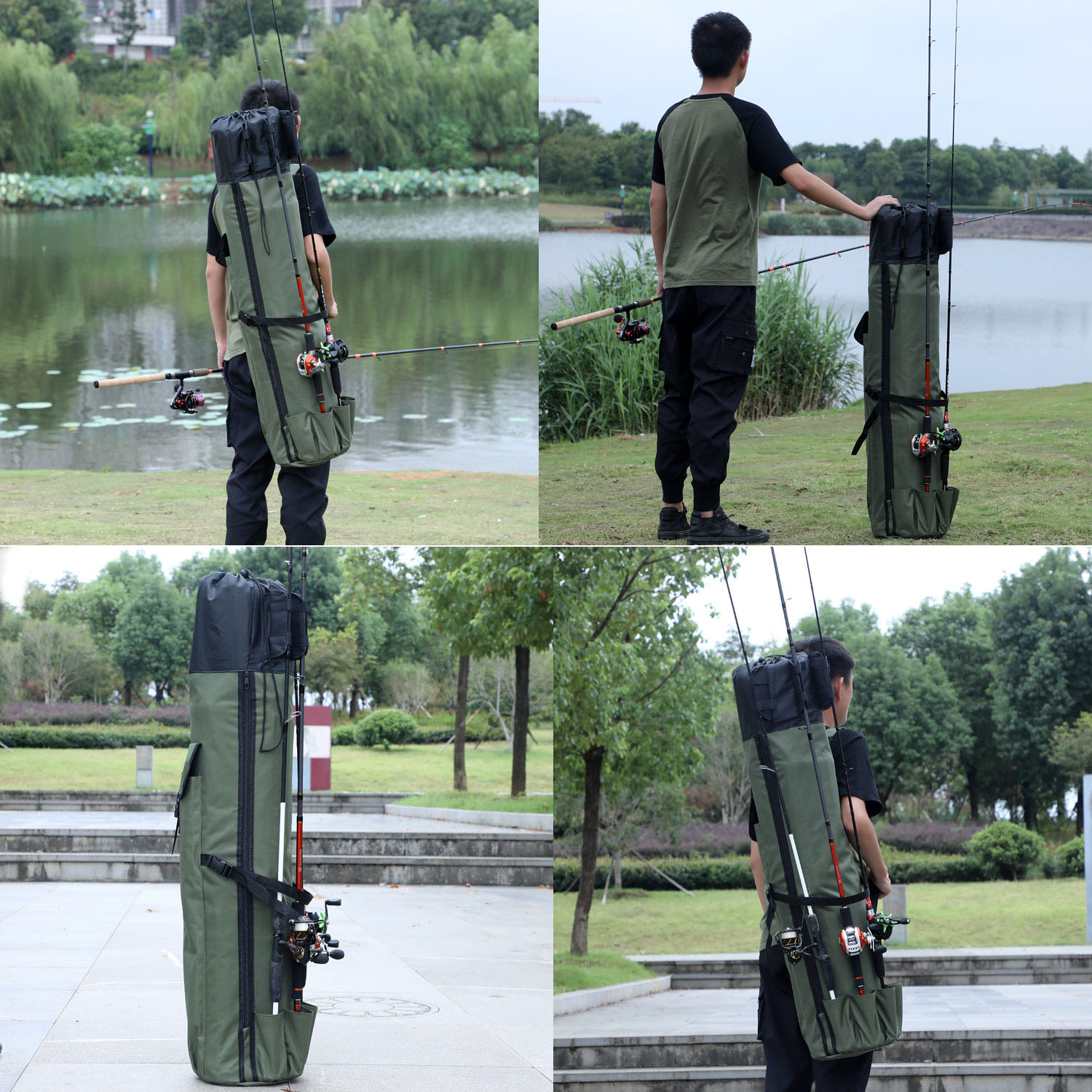  Fishing Rod Case, Portable Fishing Rod Bag With Handle,  Waterproof Large Capacity Fishing Pole Bag For Men Women Fishing  Gifts-red-130×9×9cm : Sports & Outdoors