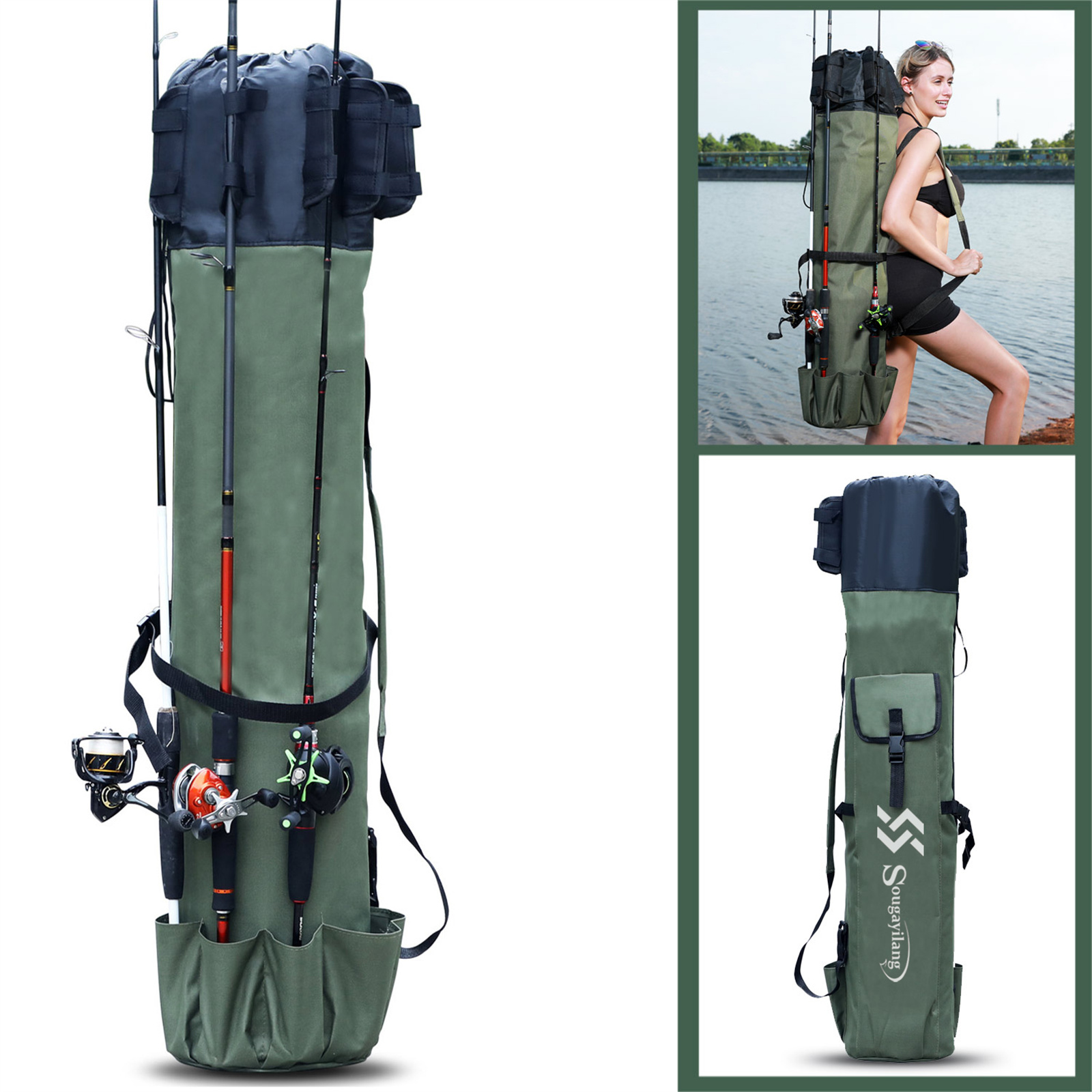 Sougayilang Fishing Bag Portable Black Green Tackle Storage - Temu