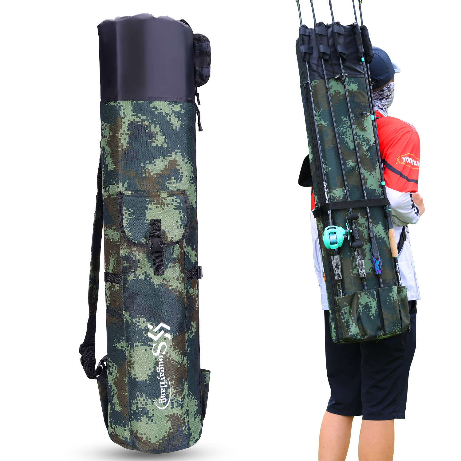 Milageto Fishing Pole Bag Fishing Rod Case Travel Carry Bag