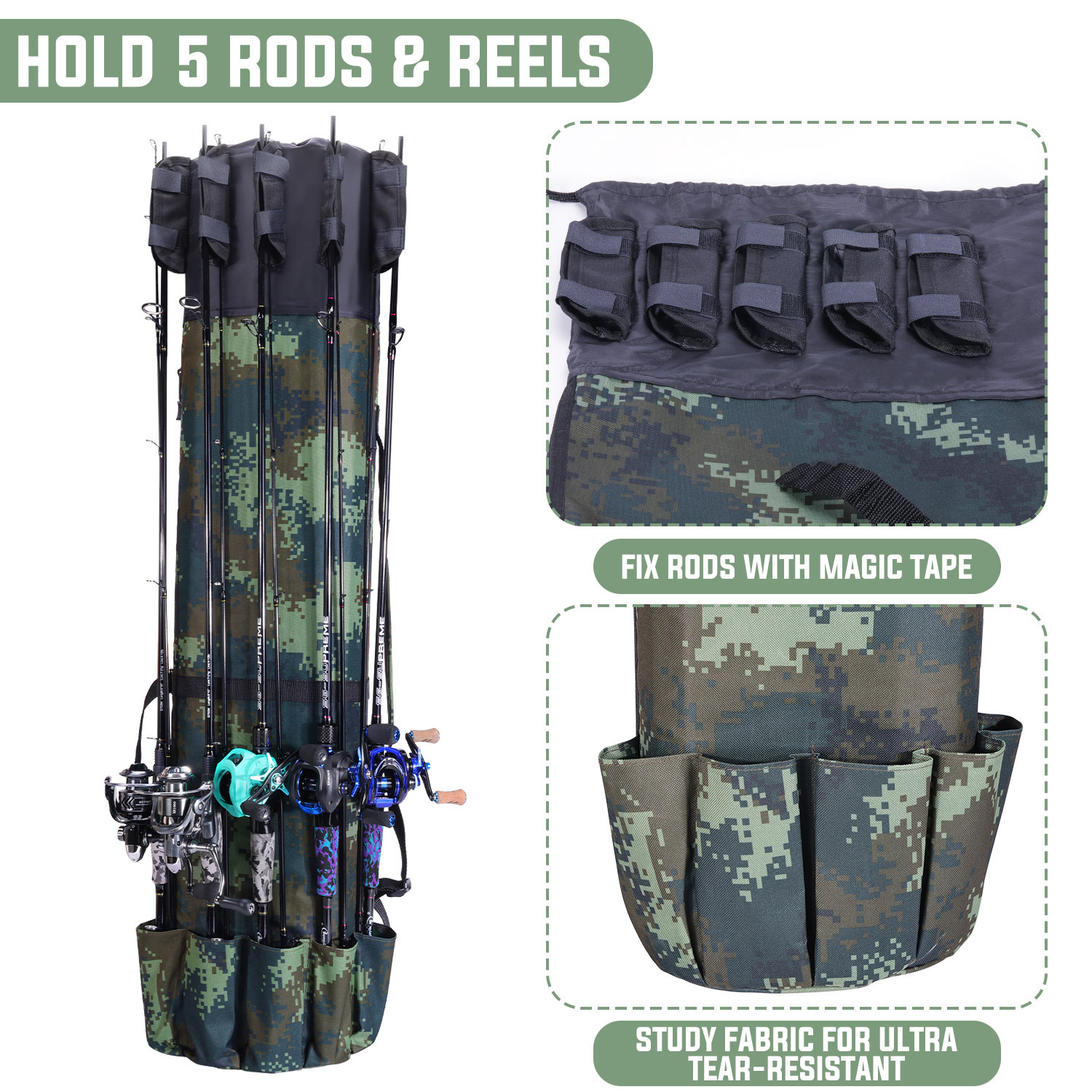 تسوق Foldable Fishing Rod Bag Fishing Pole Storage Case Organizer