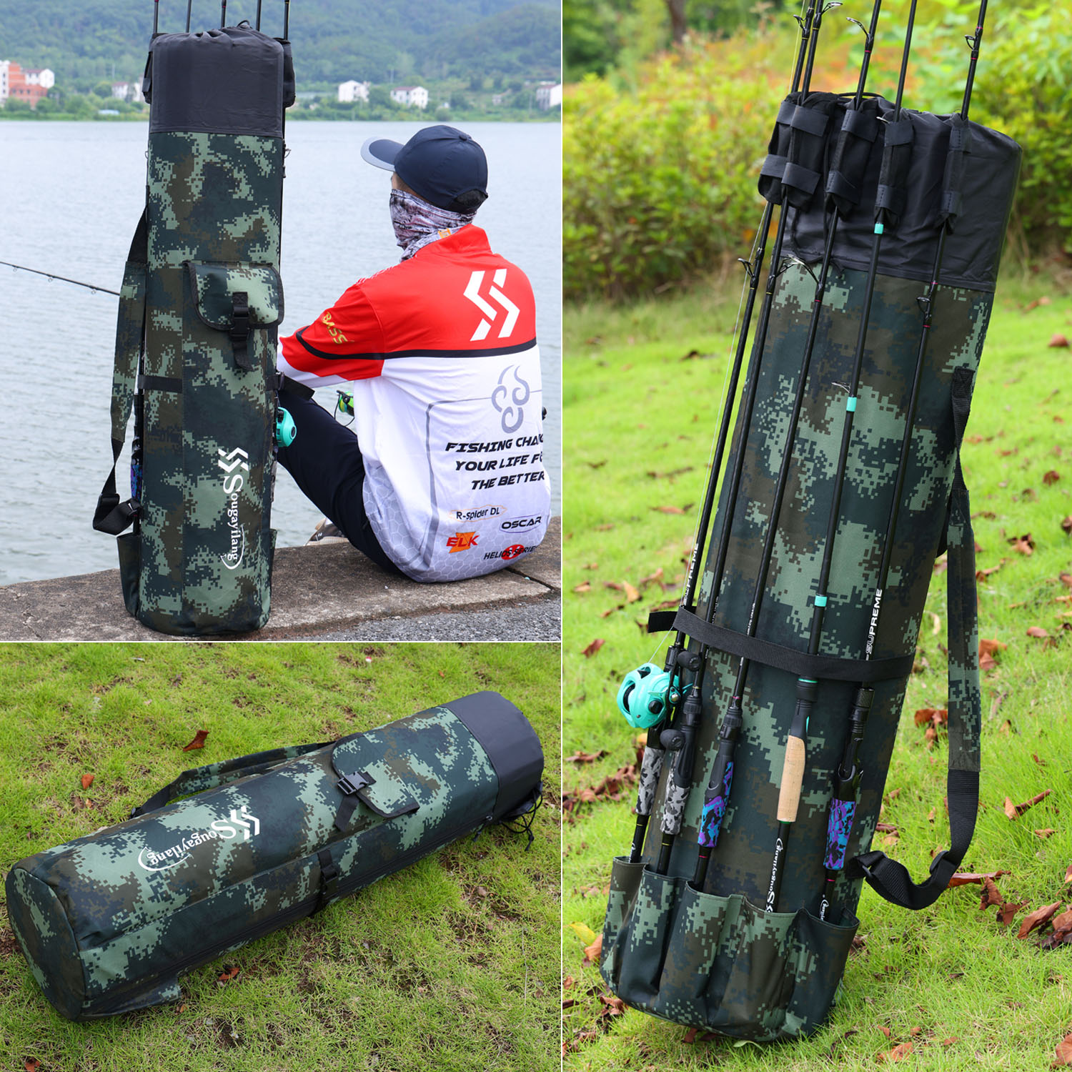  Aocmpxs Fishing Rod Bag Storage Bags, Water-resistant Fishing  Pole Case Portable Fishing Rod Carrier Case Foldable Fishing Organizer  (Green) : Sports & Outdoors