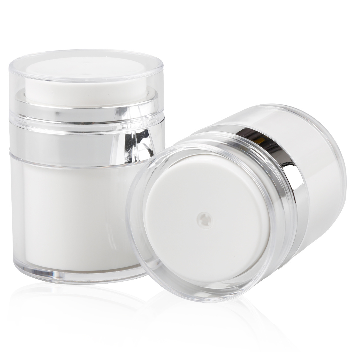 Contenitore Vuoto Cosmetici,2pcs Airless Pump Crema Contenitori,Riutilizzabile  Vasetti Pompa Bottiglie per Crema,Barattolo Dispenser da  Viaggio,Ricaricabile Contenitori Cosmetic Cream Jar : : Bellezza