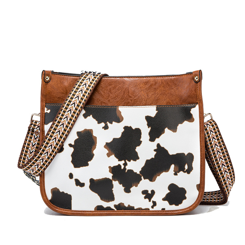 Vintage Classic Animal Pattern Shoulder Bag Wide Strap Temu