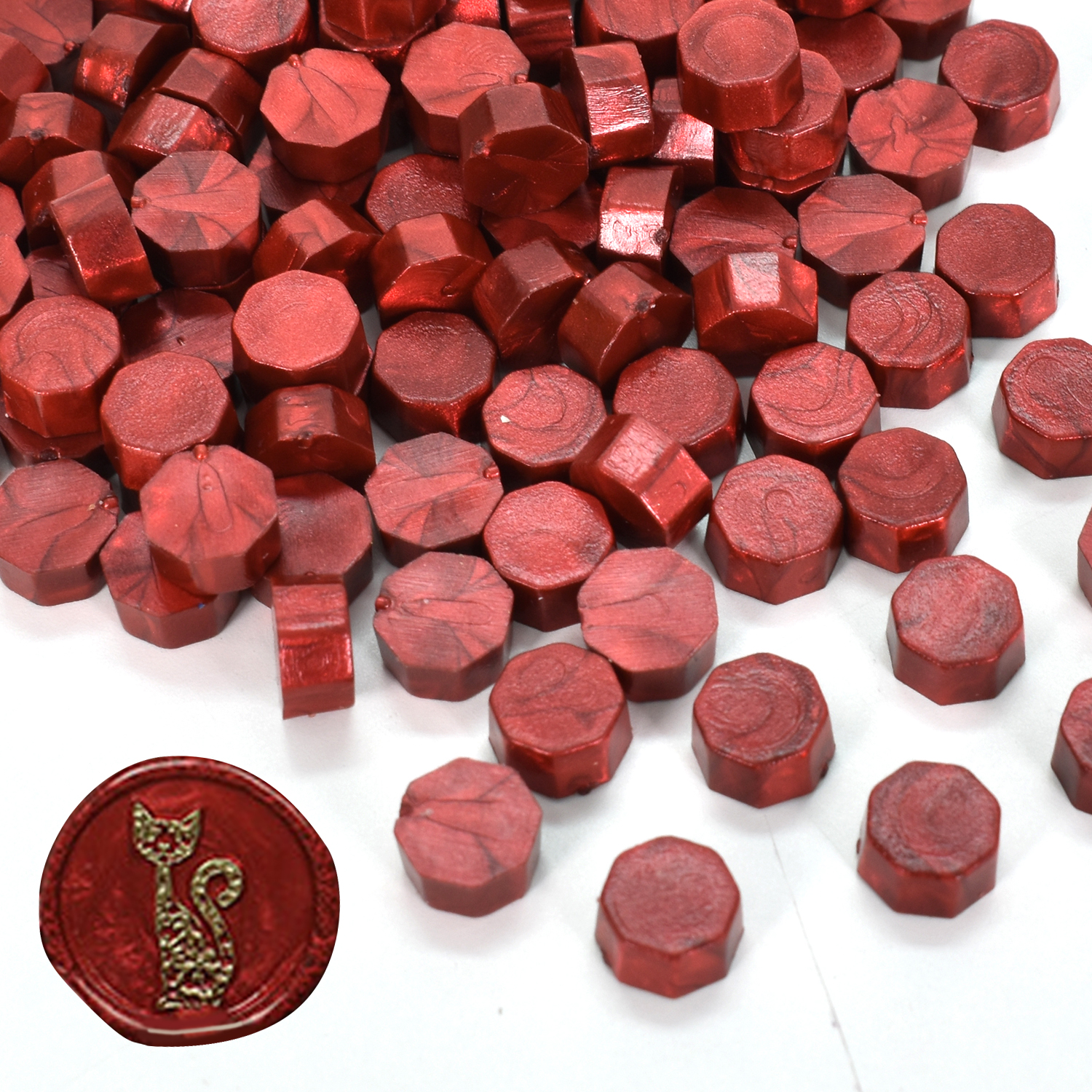 Maroon Metallic Red Octagon Sealing Wax Beads for Wax Seal Stamp