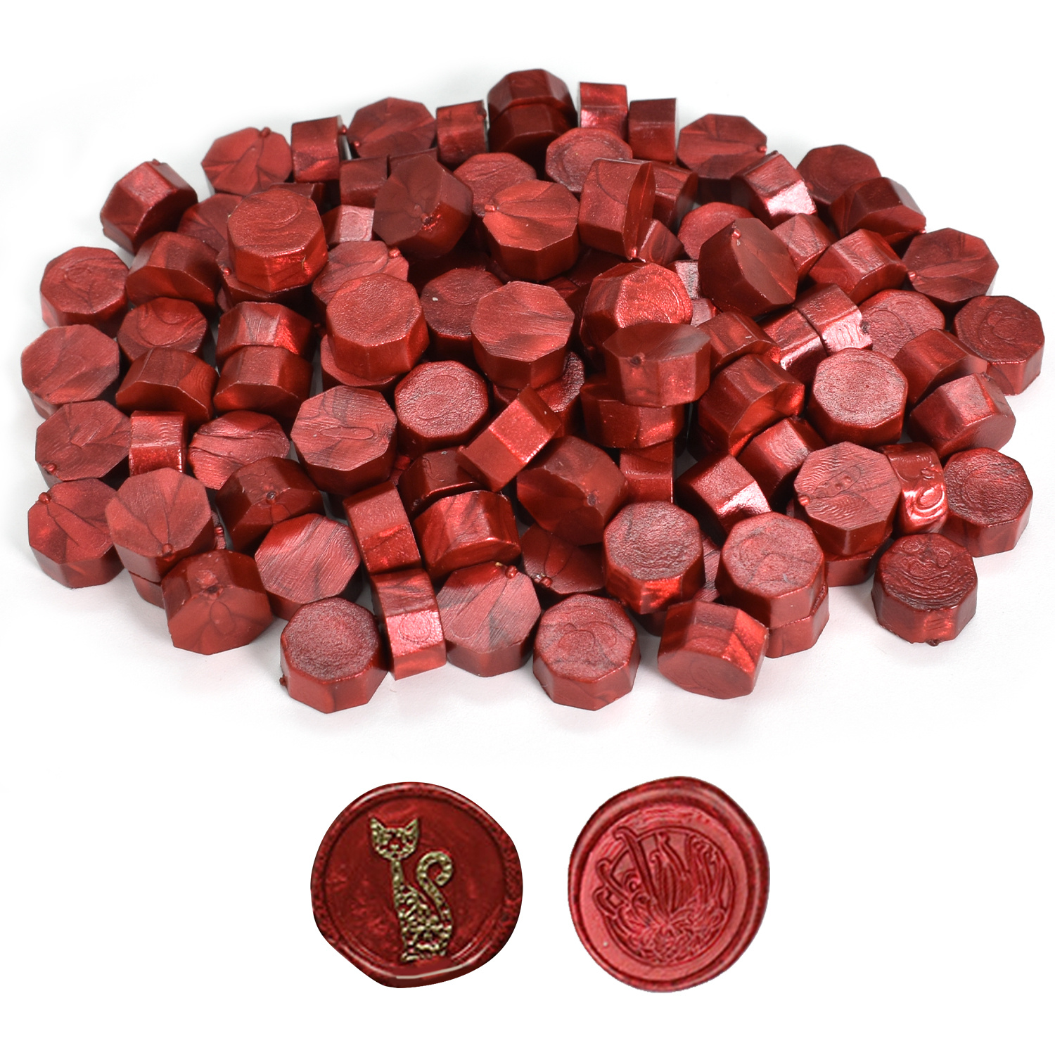 250pcs Wax Seal Beads Premium Sealing Wax Beads for Stamp Seals, Octagon  Red
