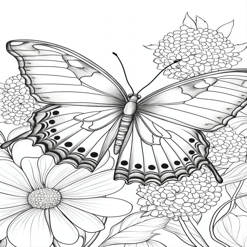 Beautiful Butterflies and Flowers Big Coloring Book for Adults: Collection  of 50 Unique Relaxing and Stress-Reducing Designs by Miriam's Coloring  Books