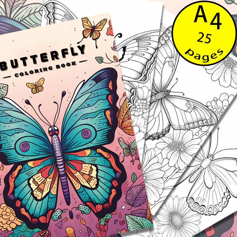 1pc Butterfly Theme Coloring Book Adult Soothing Stress Filling Book  Halloween Christmas Holiday Party Gift Original Upgraded A4 Paper Thickened  25 Pages Top Flap Glue - Arts, Crafts & Sewing - Temu