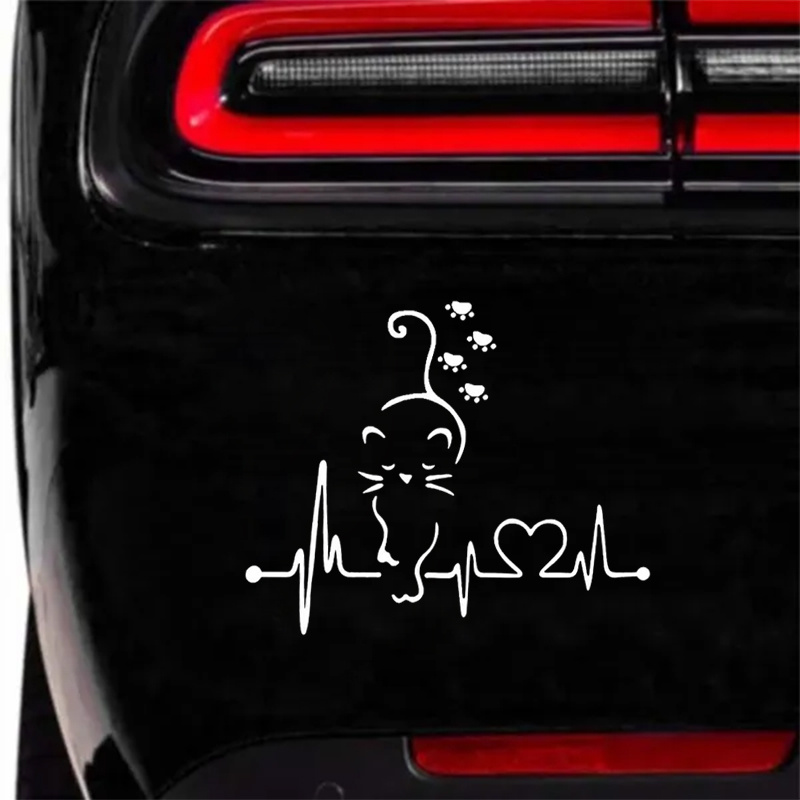 

Lovely Cats Paw Heartbeat Car Stickers For Laptop Water Bottle Motorcycle Vehicle Paint Window Wall Cup Toolbox Guitar Scooter Decals Auto Accessories