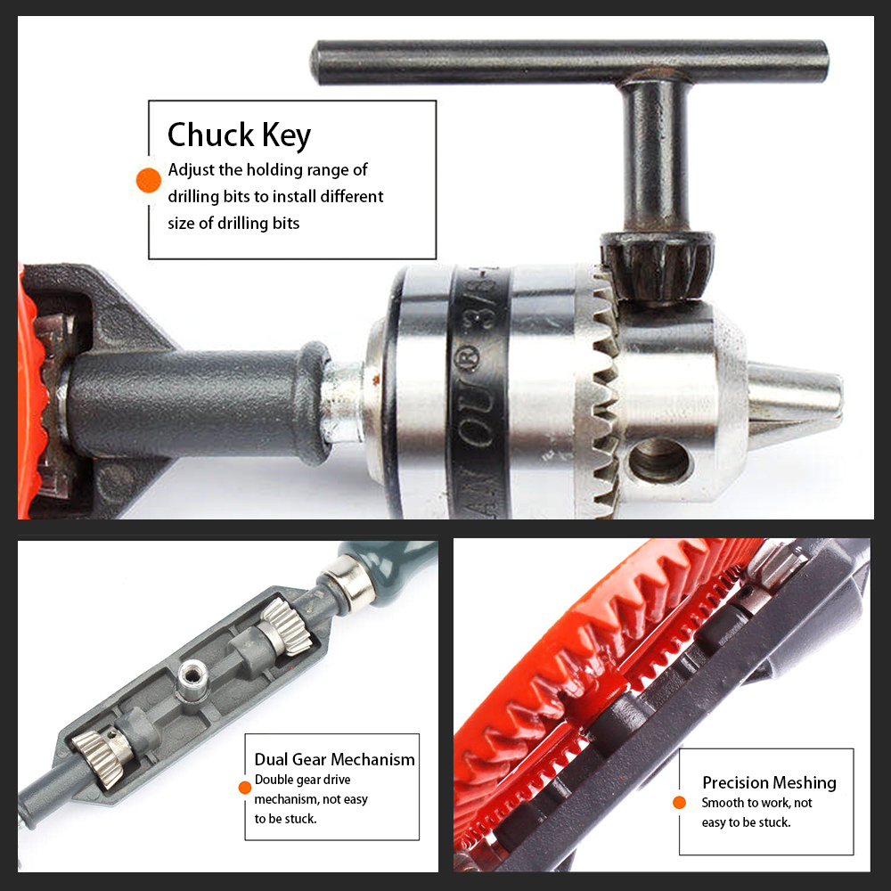 Mgaxyff Hand Crank Drill, Hand Drill,Portable Hand Crank Drill Mini Manual  Drill with Double Pinions for Wood Plastic 