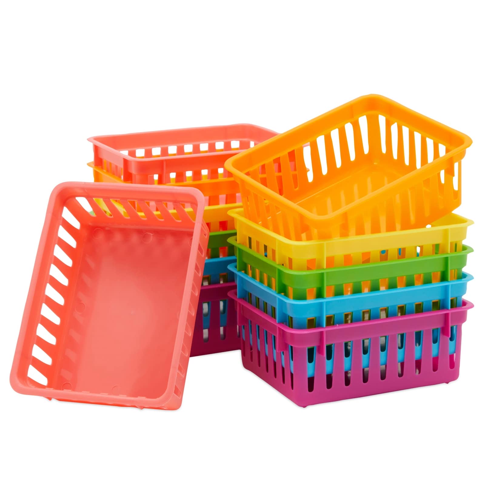  8 Pack Plastic Storage Baskets, Small Pantry Baskets for  Organizing, Woven Basket Organizer Basket Bins for Shelves, Organizer and  Storage for Bathroom, Bedrooms, Kitchens (Multicolour 8PCS)
