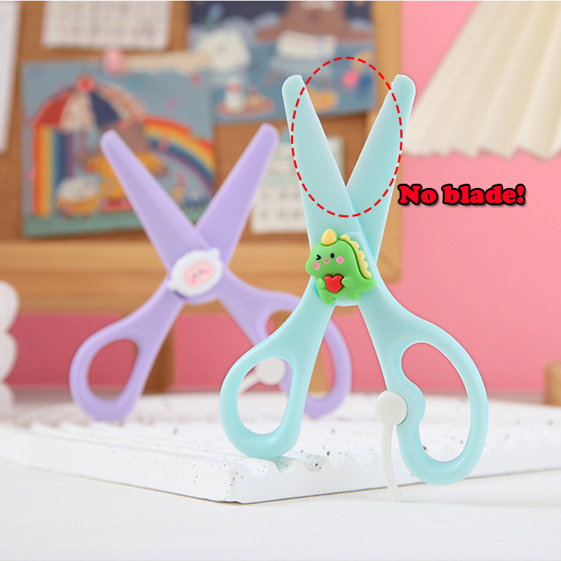 Diy Scissors Childrens Colorful Cartoon Plastic Scissors - Temu