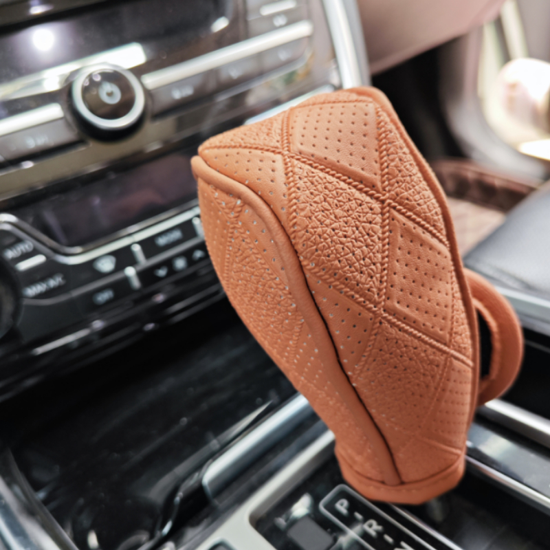 1pc Faux Leather Car Gear Shift Knob Protective Cover Hand Brake Non Slip  Sleeve Car Interior Decor Car Accessories, 24/7 Customer Service