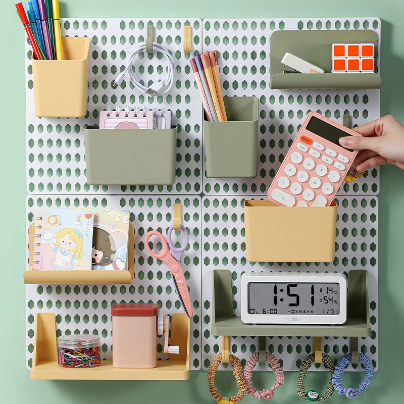 Punch-free Plastic Hole Board Wall Shelf Organizer Without Drilling Kitchen  Bedroom Wall Hanging Pegboard Wall