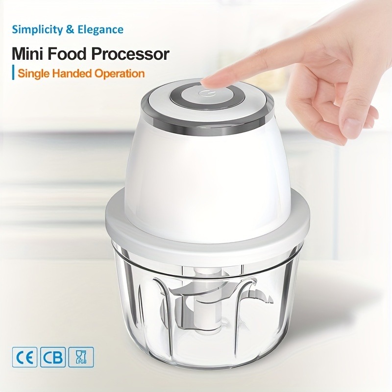 1pc Powerful Stainless Steel Portable Electric Food Chopper And Processor,  Handheld Garlic Slicer, Suitable For Vegetables And Meats, Eu Plug