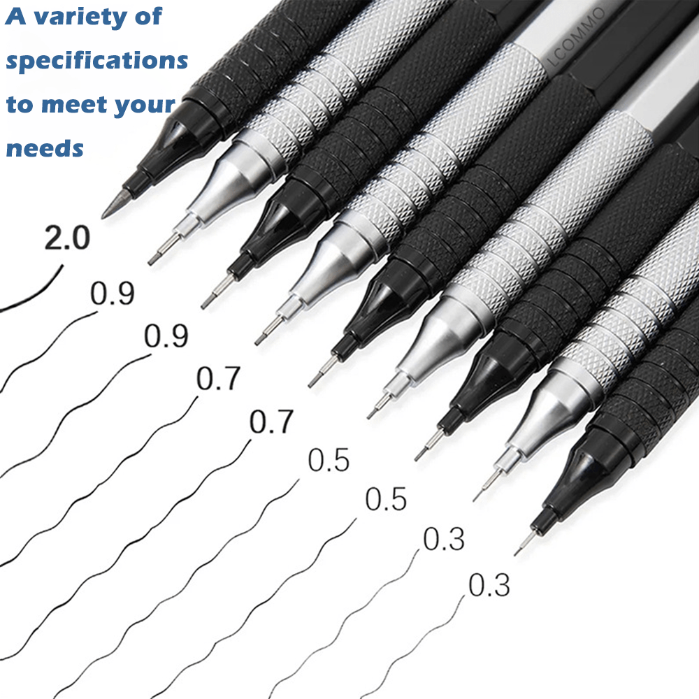 0.5 0.7 0.9 1.3 2.0mm Mechanical Pencil Set Art  Stainless Steel Mechanical  Pencil - Mechanical Pencils - Aliexpress