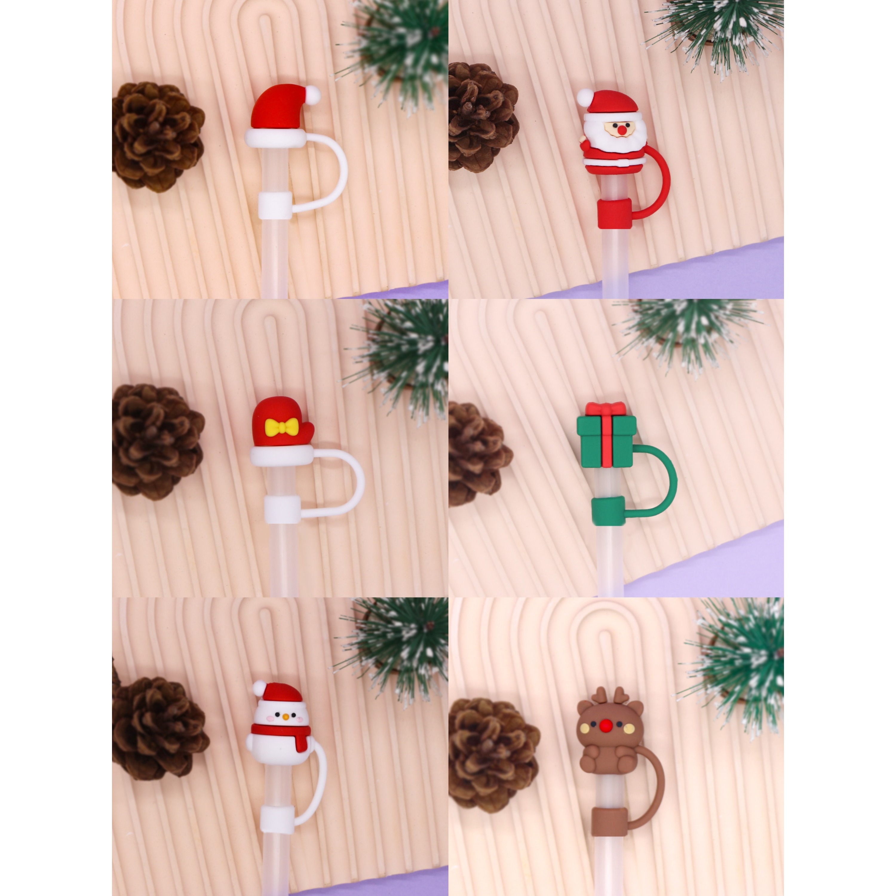 Christmas Series Cute Straw Cover, Reusable Dustproof Silicone Straw  Stoppers For Straw, Cups Accessories - Temu Australia