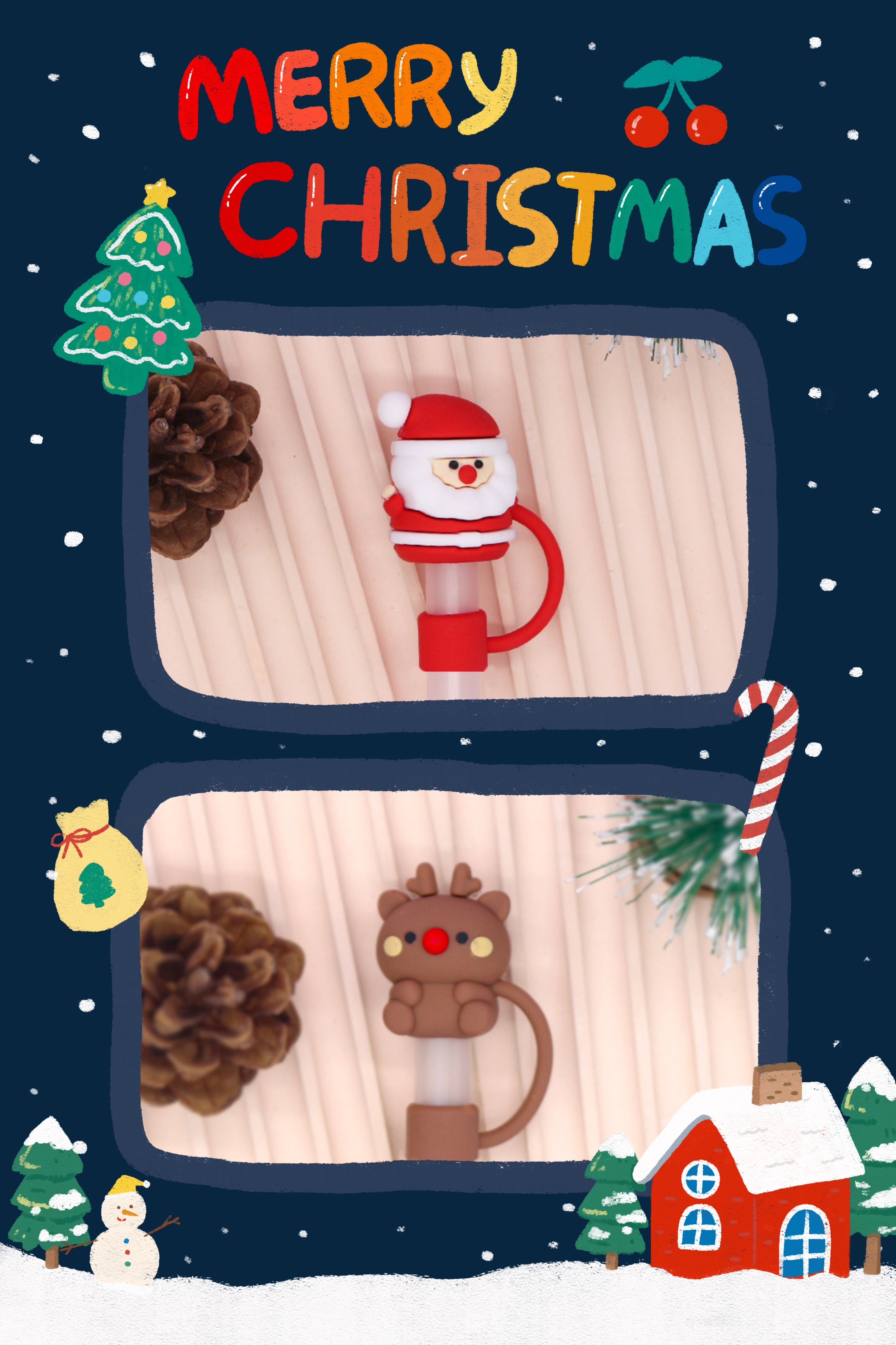 Christmas Series Cute Straw Cover, Reusable Dustproof Silicone Straw  Stoppers For Straw, Cups Accessories - Temu Australia