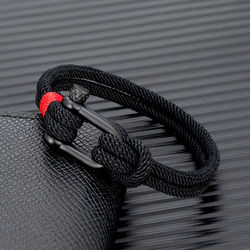 Simple Design Paracord Rope Men's Survival Bracelet Black - Temu