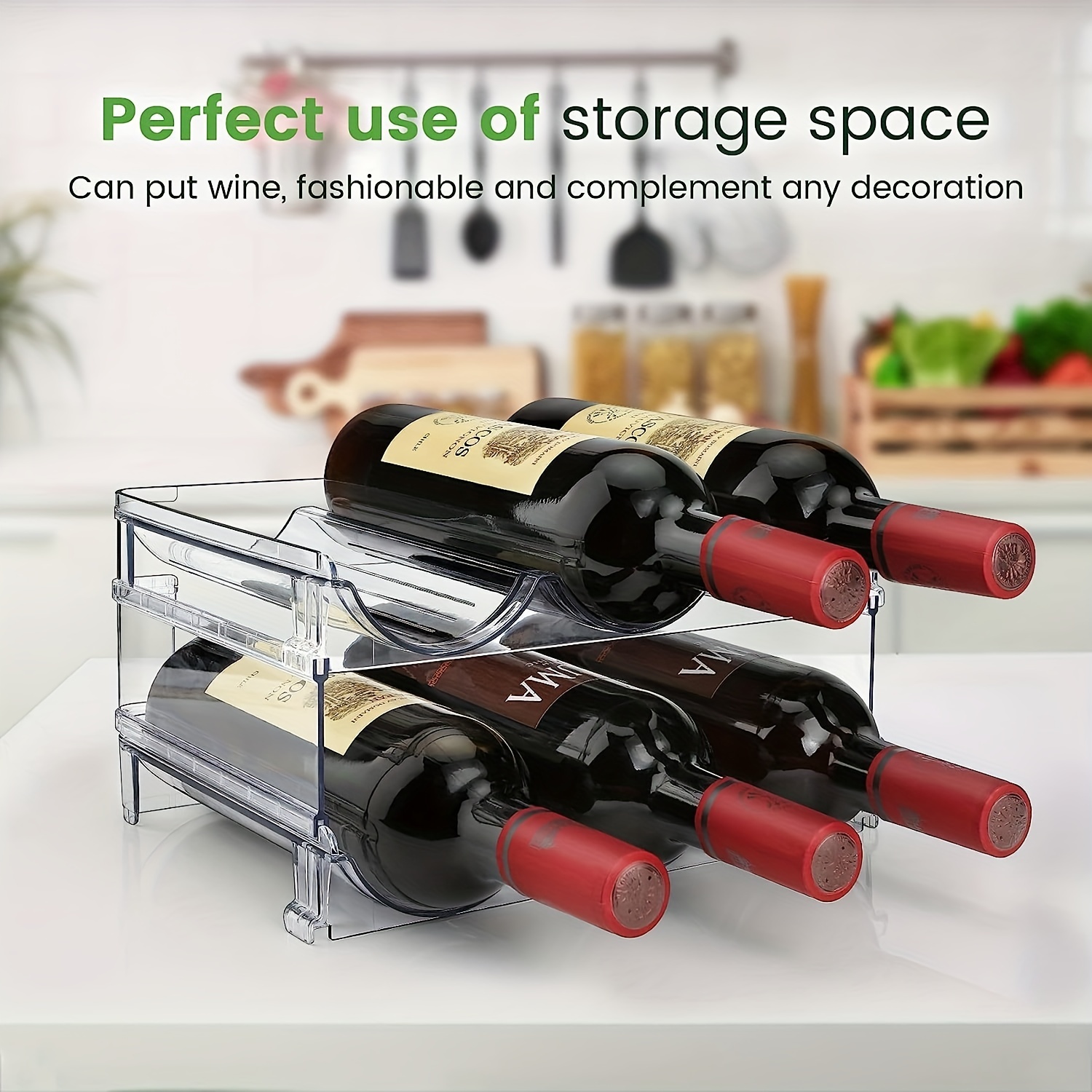 Water Bottle Organizer for Cabinet, Kitchen Pantry Organization and  Storage, Refrigerator Wine Rack, Stacking Wine Organizer for Fridge, Water  Bottles