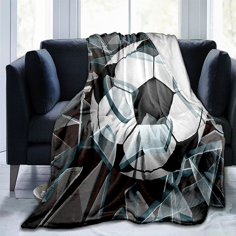 TEMU 1 Coperta In Vetro Frantumato Da Calcio 3D, Coperta In Flanella Per , Letto, Viaggio, Campeggio, Soggiorno, Ufficio, , Sedia E Letto, Coperta In