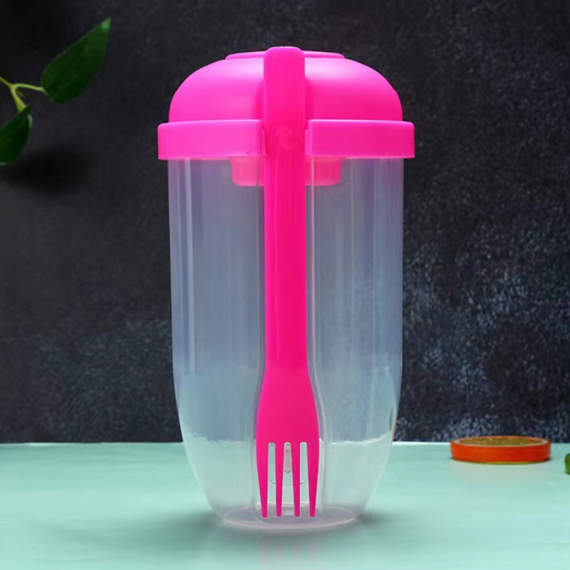 Fresh Salad to Go Container Set, Keep Fit Salad Meal Shaker Cup with Fork and Salad Dressing Holder, Healthy Salad Container, Vegetable Breakfast to