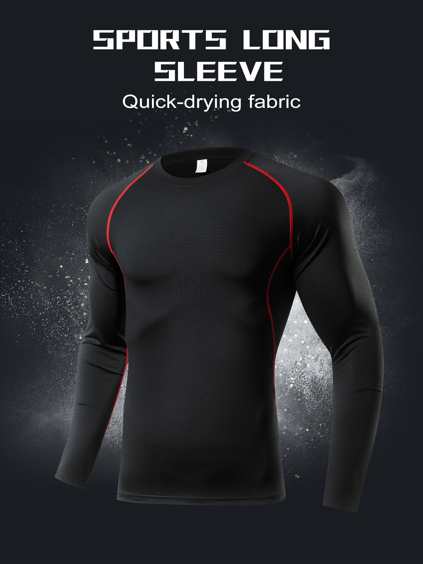 Men's Workout Shirt, Active High Stretch Breathable Compression Moisture Wicking Base Layer Quick Dry Sports Shirt for Outdoor Gym Running Fitness