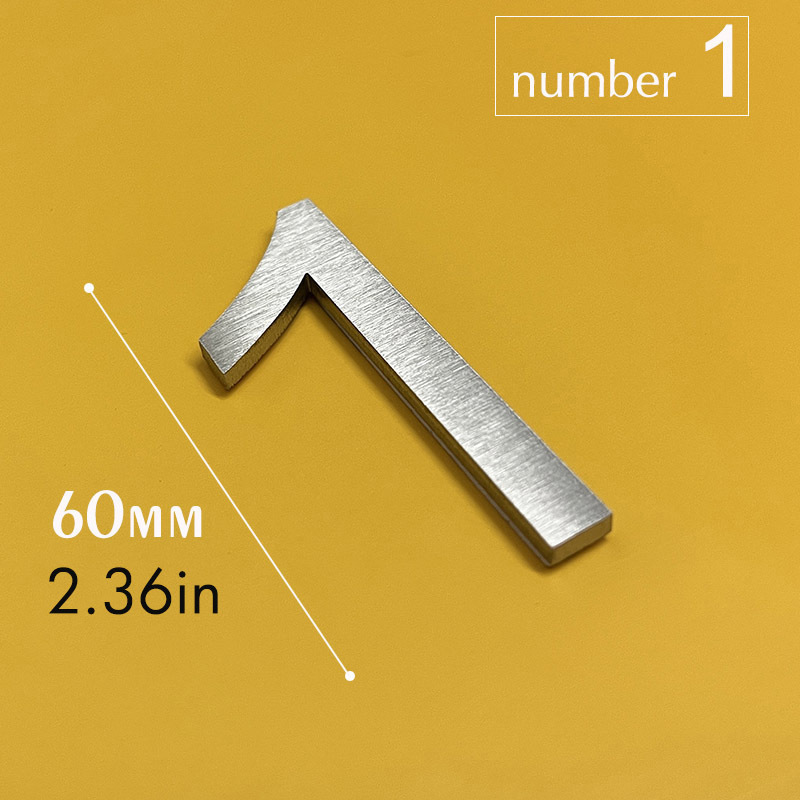 Image of 1pc 60mm/2.36in Self Adhesive House Number Stickers 3mm Thick Stainless Steel Door Number Signs For Mailbox Lockers Metal Address Sign
